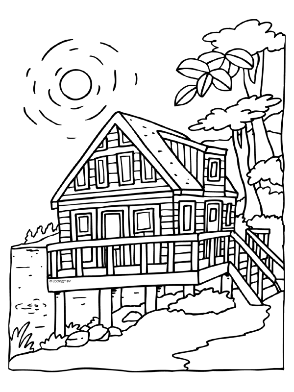 Dessin à colorier: Chalet (Bâtiments et Architecture) #169896 - Coloriages à Imprimer Gratuits