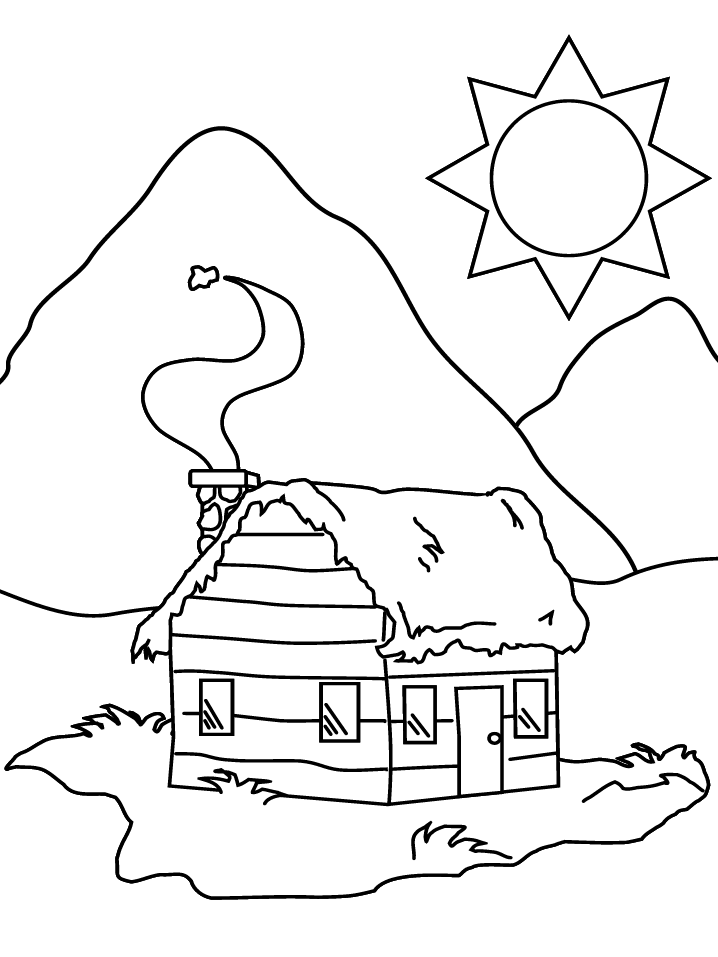 Dessin à colorier: Chalet (Bâtiments et Architecture) #169928 - Coloriages à Imprimer Gratuits