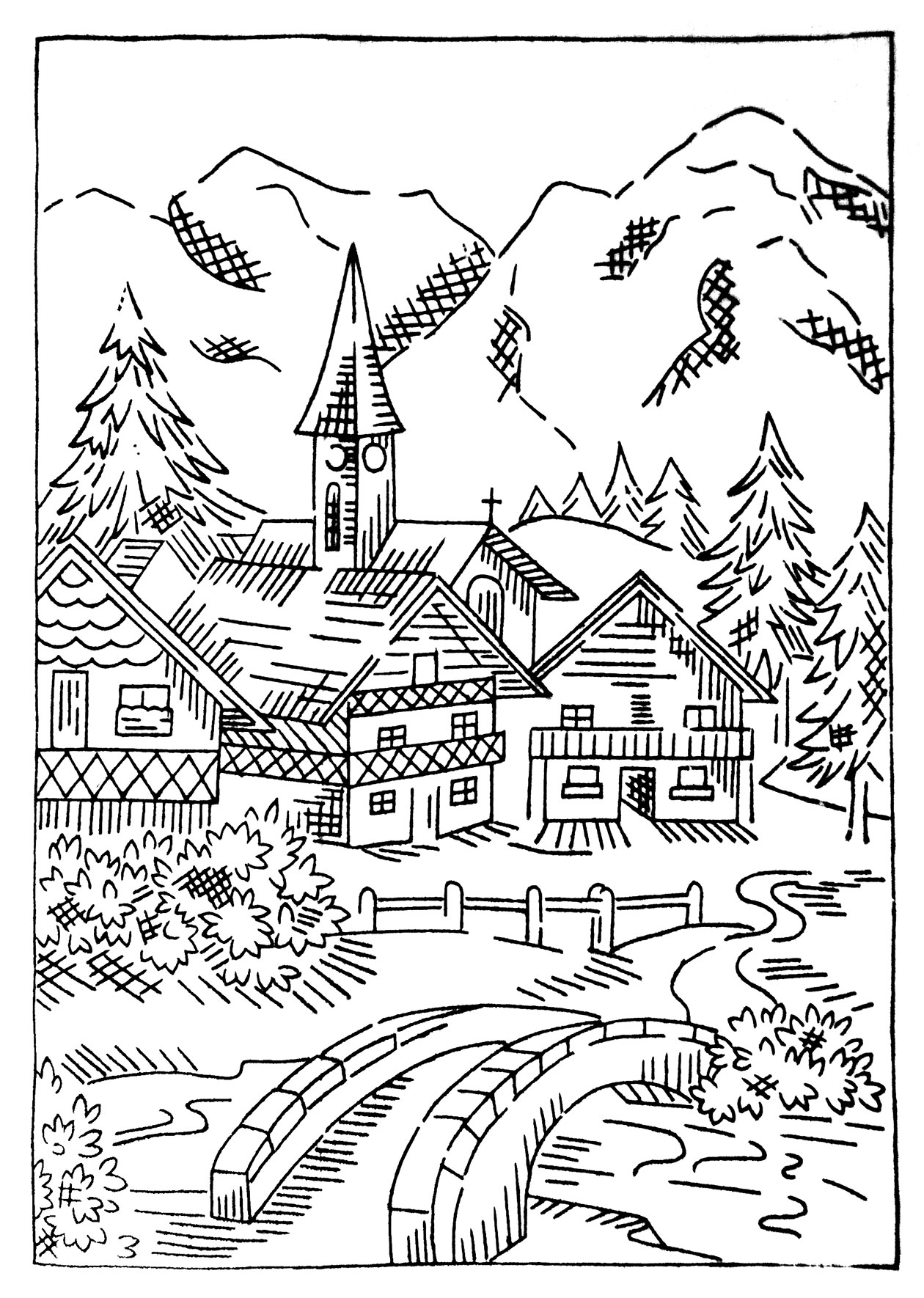 Dessin à colorier: Chalet (Bâtiments et Architecture) #169937 - Coloriages à Imprimer Gratuits