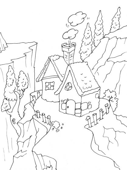 Dessin à colorier: Chalet (Bâtiments et Architecture) #169944 - Coloriages à Imprimer Gratuits