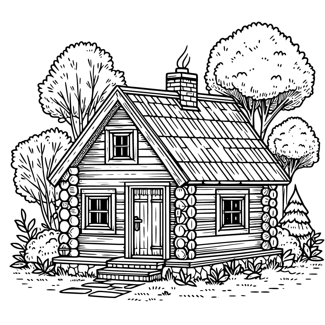 Coloriage gratuit Chalet #212638 de la collection Bâtiments et Architecture à imprimer