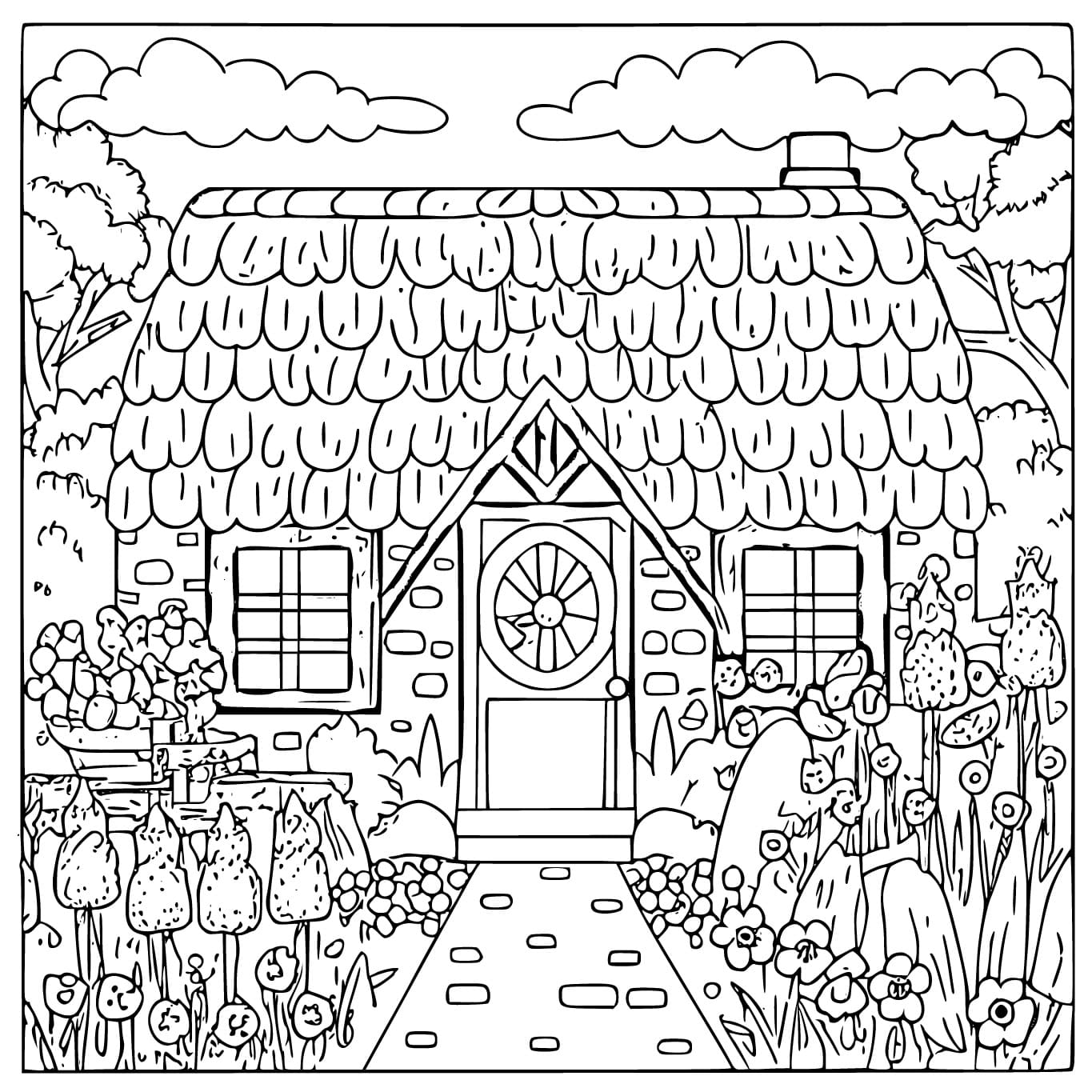 Coloriage gratuit Chalet #212641 de la collection Bâtiments et Architecture à imprimer