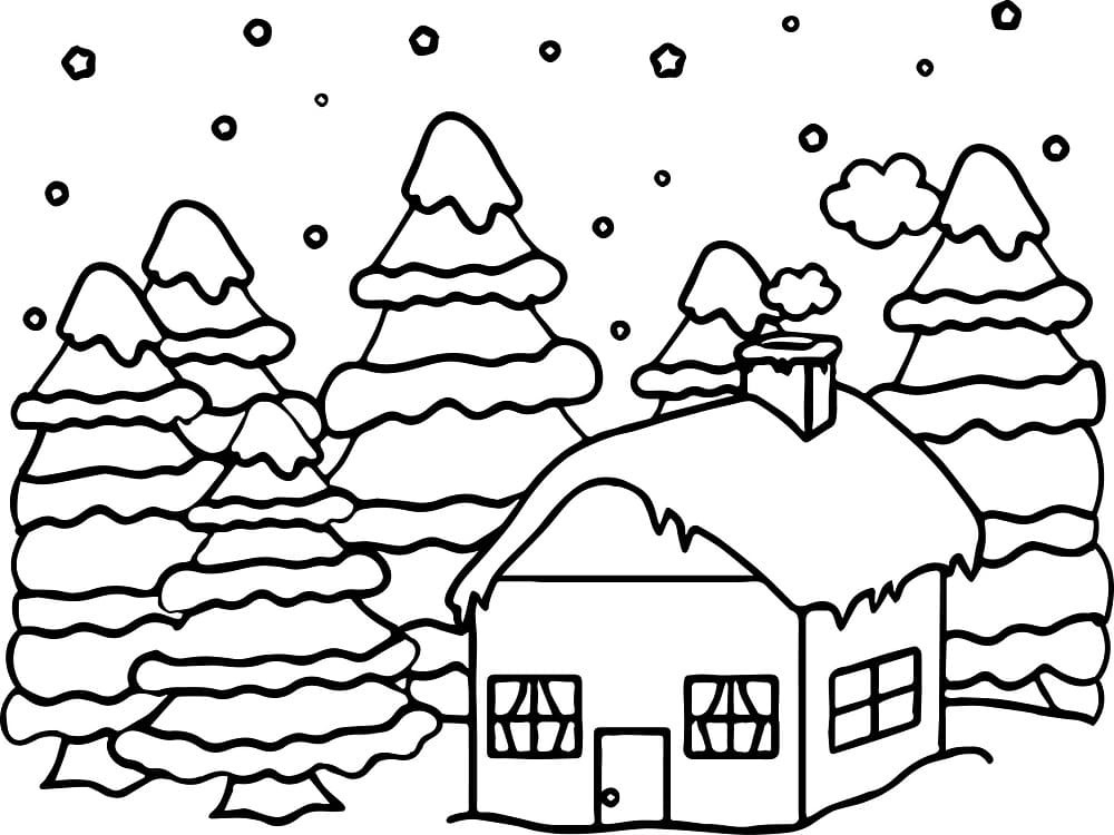 Coloriage gratuit Chalet #212650 de la collection Bâtiments et Architecture à imprimer