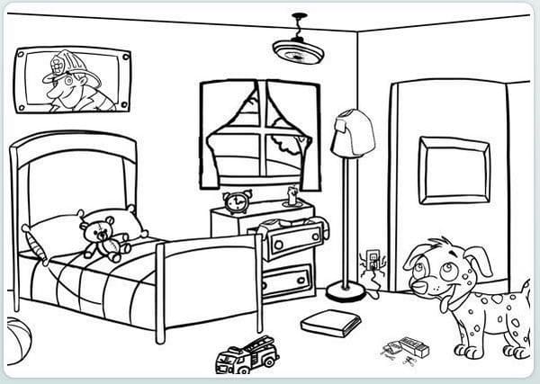 Page de coloriage Chambre #203885, collection Bâtiments et Architecture, à imprimer et colorier