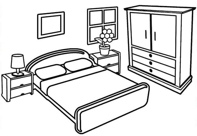 Coloriage gratuit Chambre #203890 de la collection Bâtiments et Architecture à imprimer