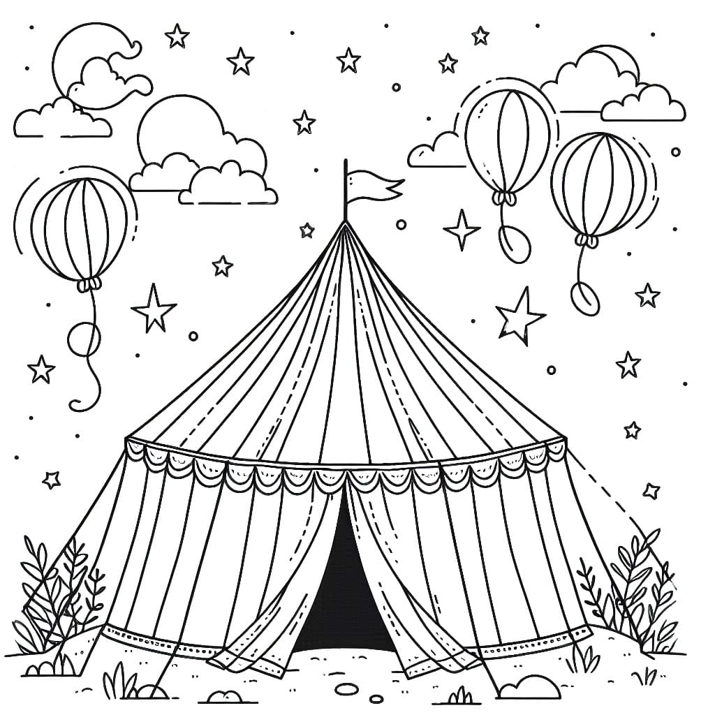 Coloriage gratuit Chapiteau de Cirque #219450 de la collection Bâtiments et Architecture à imprimer