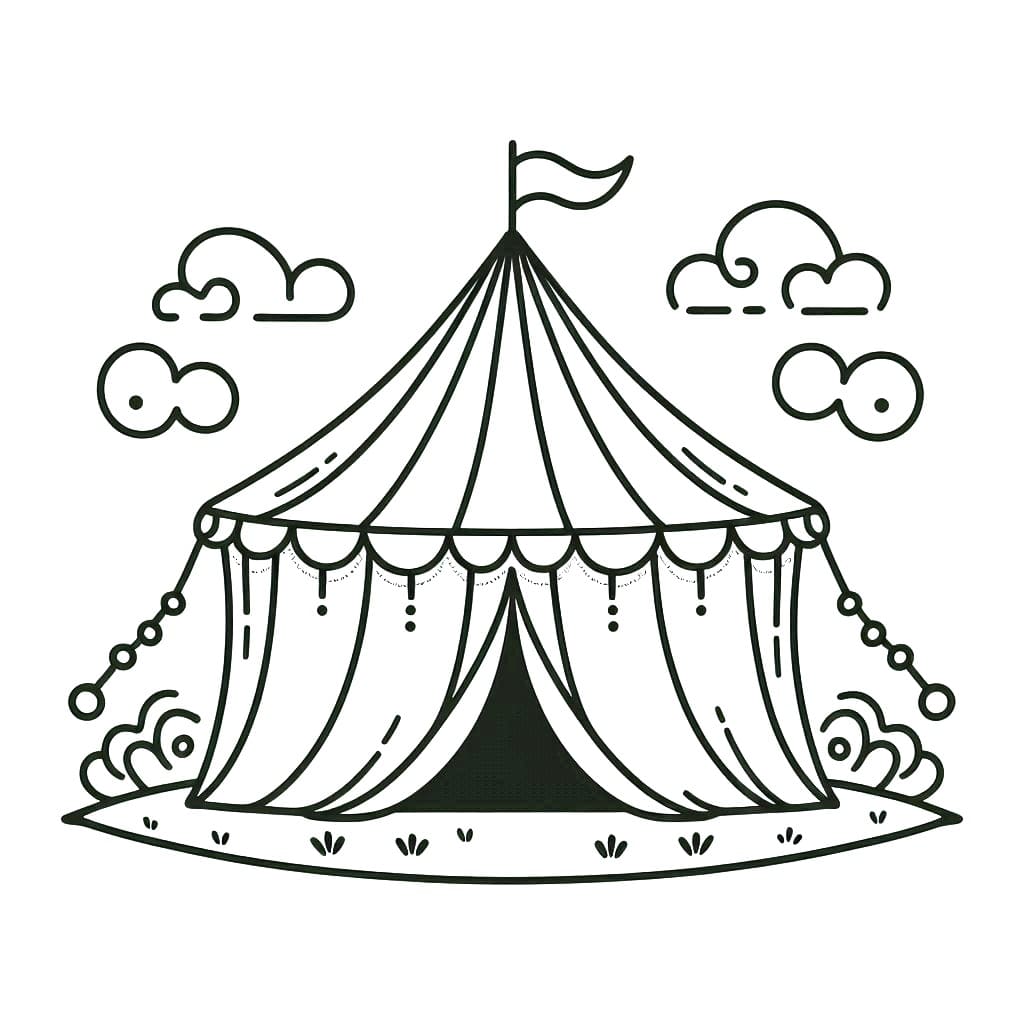 Coloriage gratuit Chapiteau de Cirque #219451 de la collection Bâtiments et Architecture à imprimer