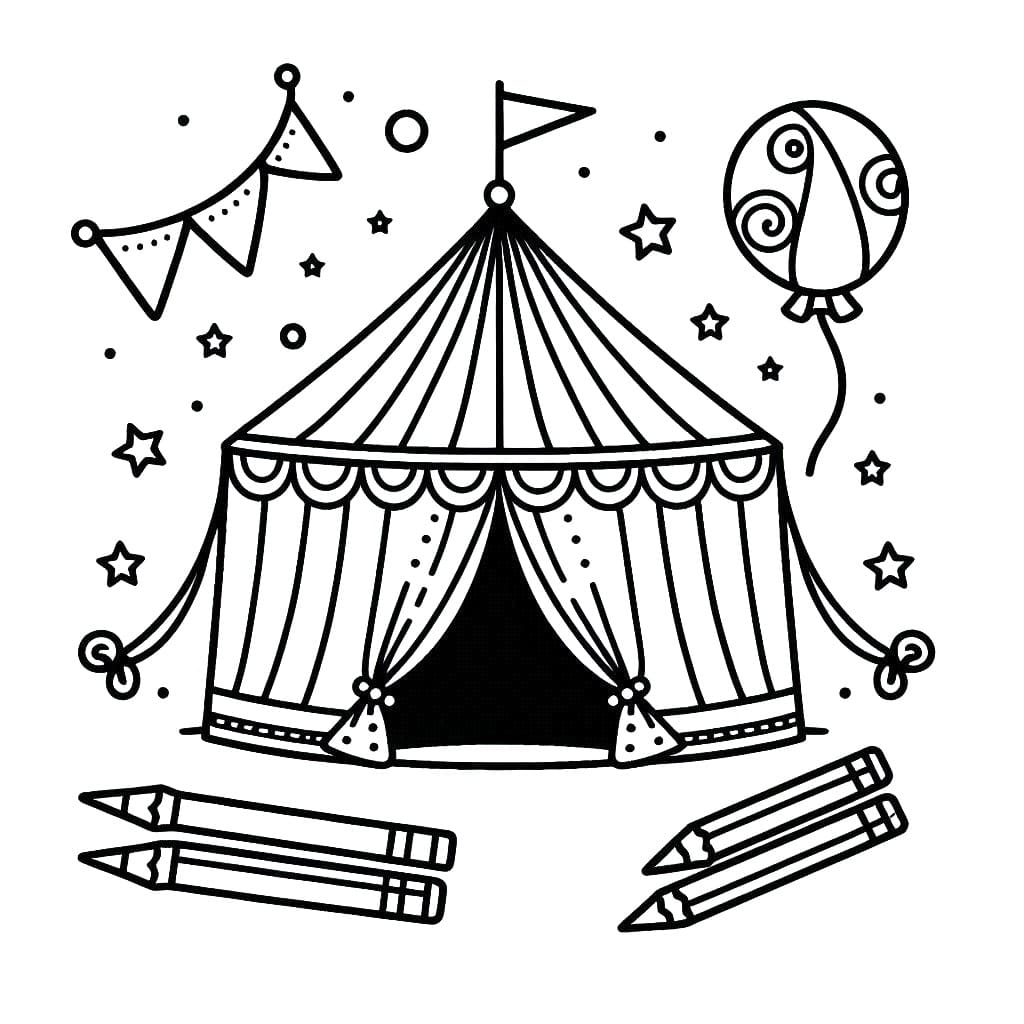 Coloriage gratuit Chapiteau de Cirque #219454 de la collection Bâtiments et Architecture à imprimer