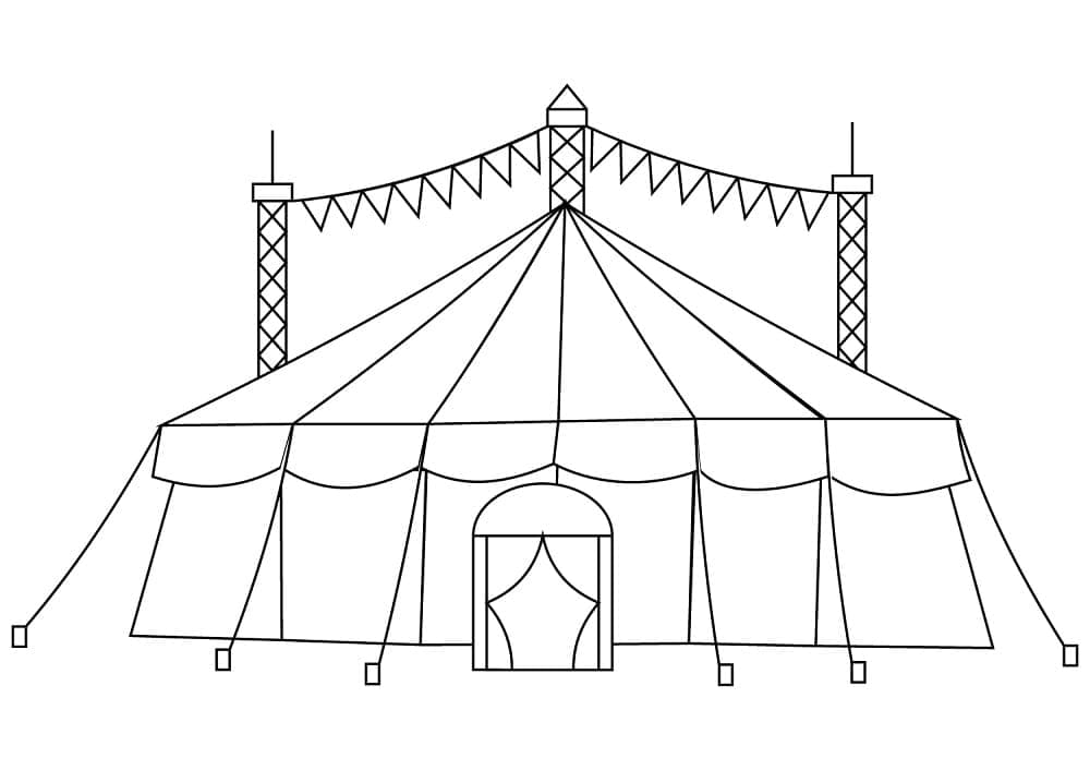 Coloriage gratuit pour enfants et adultes Chapiteau de Cirque #219465, collection Bâtiments et Architecture