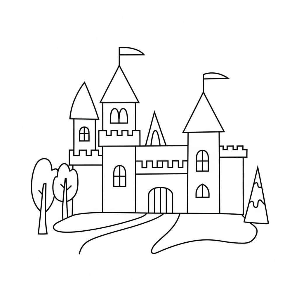 Coloriage gratuit Chateau #216045 de la collection Bâtiments et Architecture à imprimer