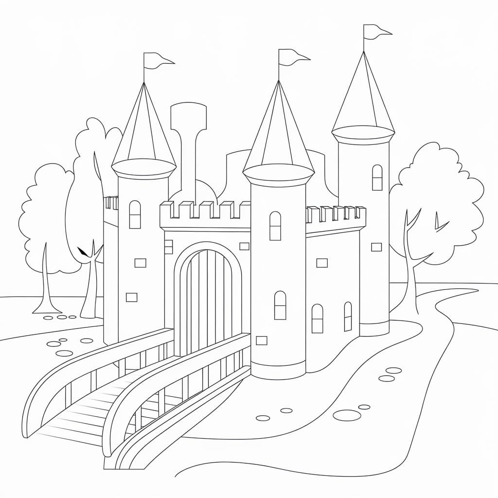 Coloriage gratuit Chateau #216047 de la collection Bâtiments et Architecture à imprimer