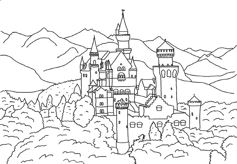 Dessin à colorier: Chateau (Bâtiments et Architecture) #62039 - Coloriages à Imprimer Gratuits