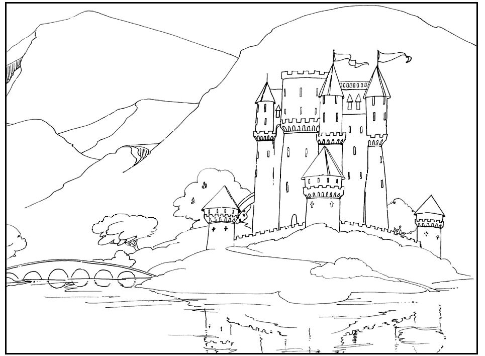 Dessin à colorier: Chateau (Bâtiments et Architecture) #62046 - Coloriages à Imprimer Gratuits