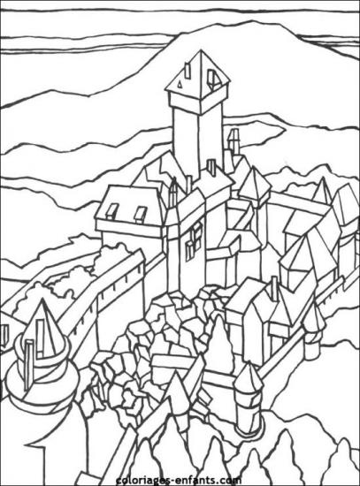 Dessin à colorier: Chateau (Bâtiments et Architecture) #62053 - Coloriages à Imprimer Gratuits