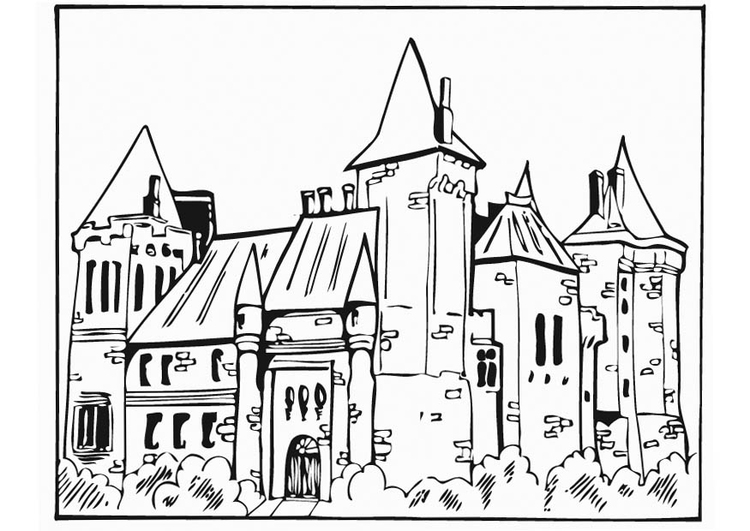 Dessin à colorier: Chateau (Bâtiments et Architecture) #62081 - Coloriages à Imprimer Gratuits