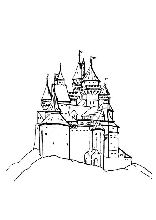 Dessin à colorier: Chateau (Bâtiments et Architecture) #62083 - Coloriages à Imprimer Gratuits