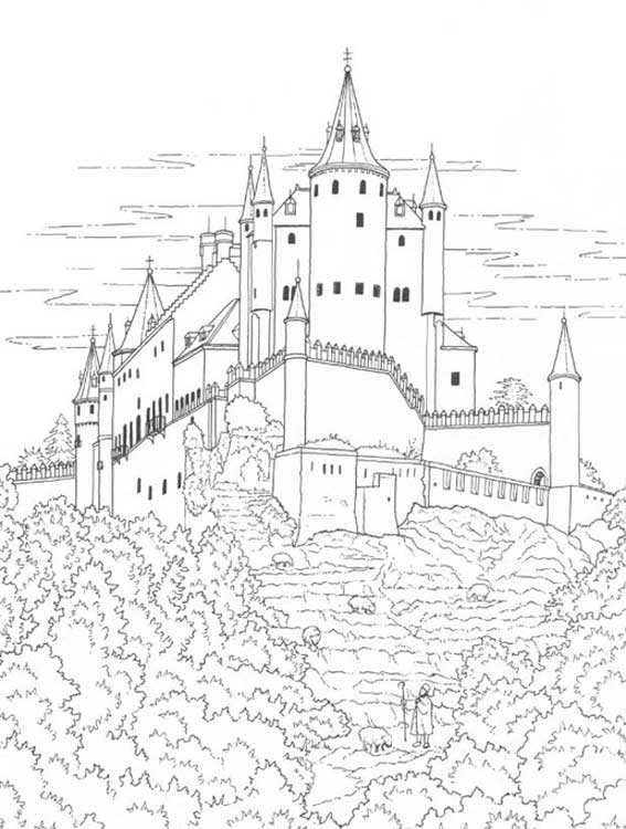 Dessin à colorier: Chateau (Bâtiments et Architecture) #62145 - Coloriages à Imprimer Gratuits