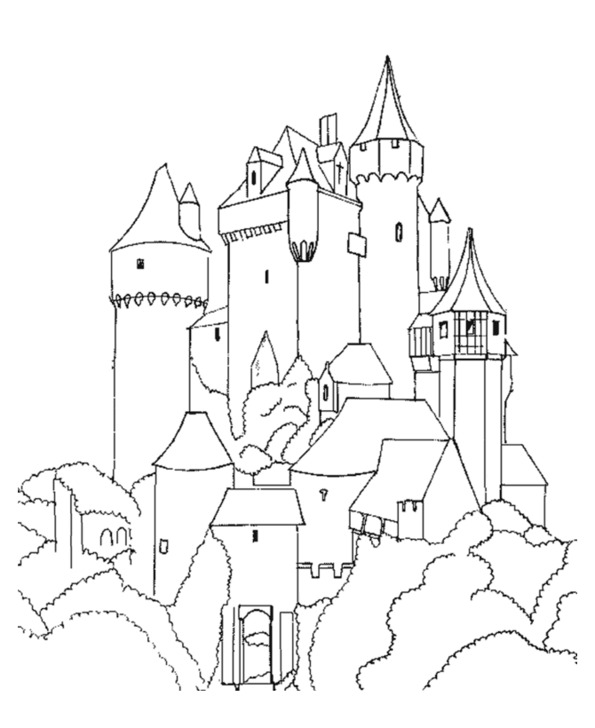 Dessin à colorier: Chateau (Bâtiments et Architecture) #62227 - Coloriages à Imprimer Gratuits
