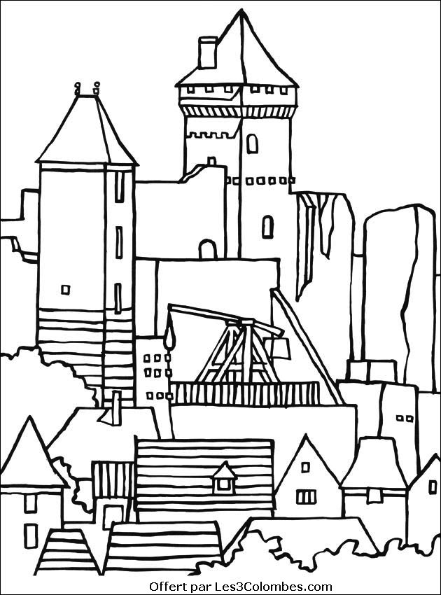 Dessin à colorier: Chateau (Bâtiments et Architecture) #62276 - Coloriages à Imprimer Gratuits