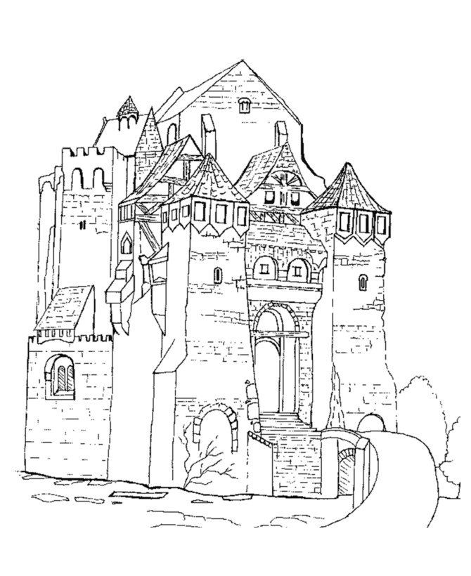 Dessin à colorier: Chateau (Bâtiments et Architecture) #62286 - Coloriages à Imprimer Gratuits