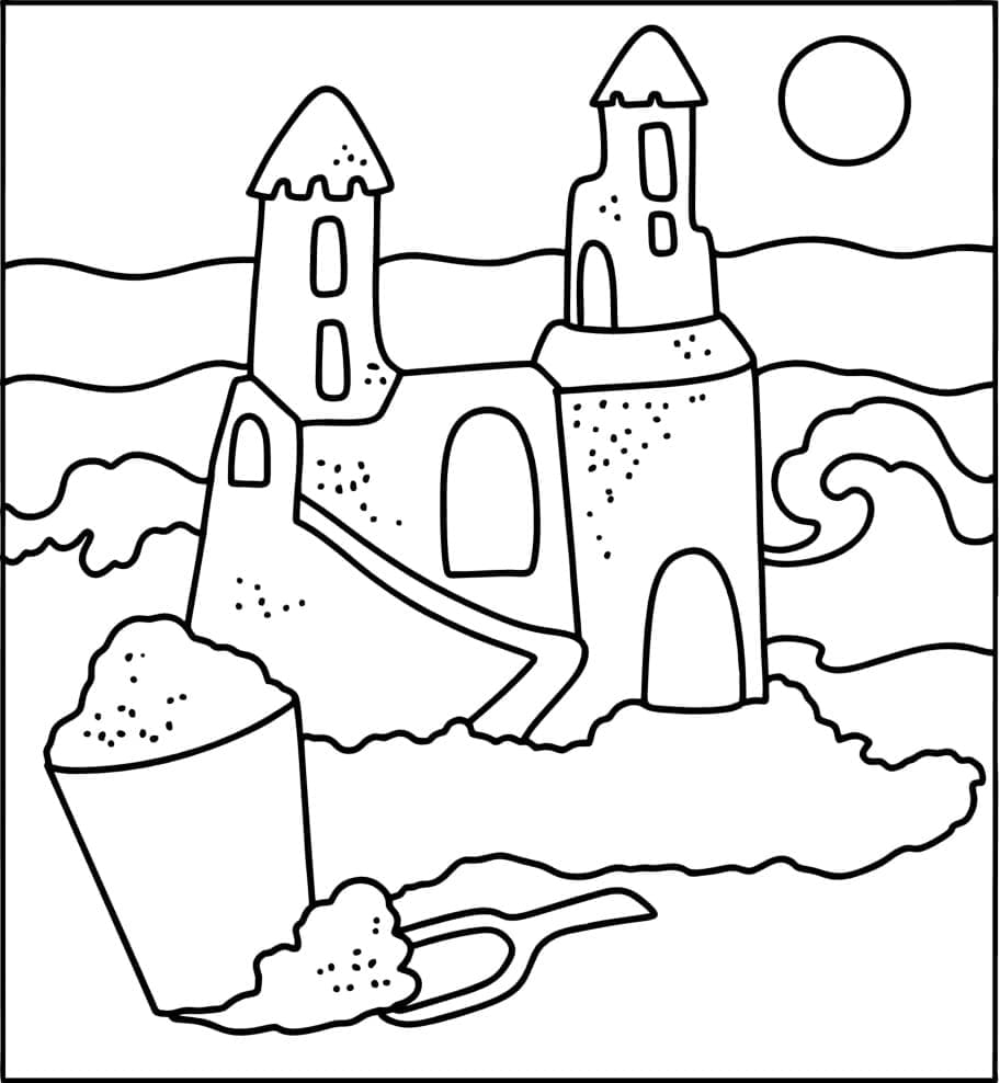 Coloriage gratuit Chateau de sable #204738 de la collection Bâtiments et Architecture à imprimer