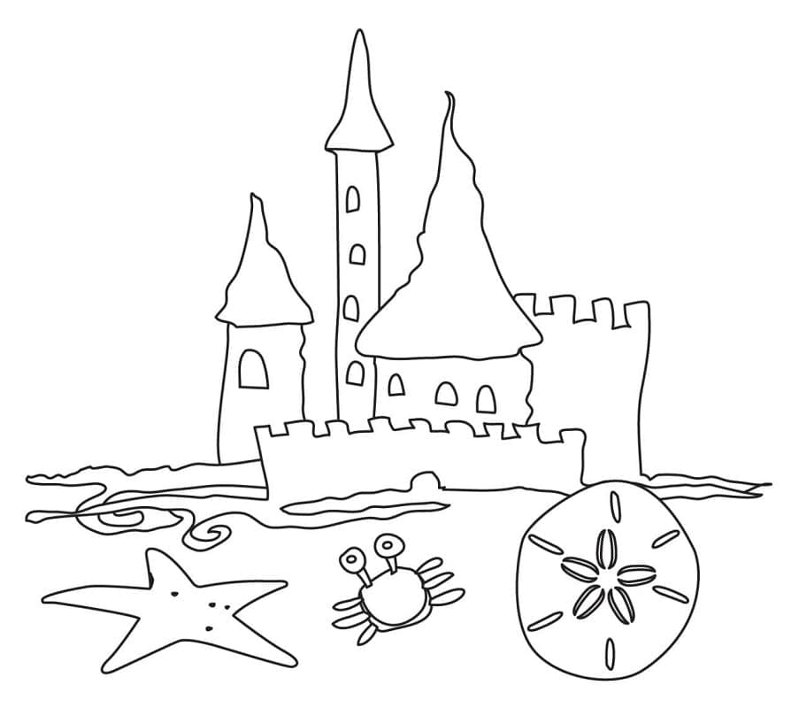 Coloriage gratuit Chateau de sable #204749 de la collection Bâtiments et Architecture à imprimer