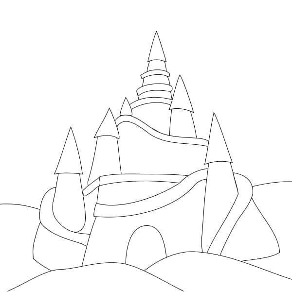 Coloriage gratuit Chateau de sable #204756 de la collection Bâtiments et Architecture à imprimer
