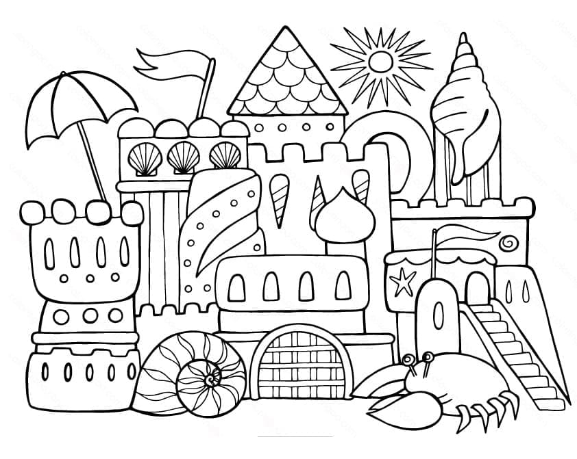 Coloriage gratuit Chateau de sable #204768 de la collection Bâtiments et Architecture à imprimer