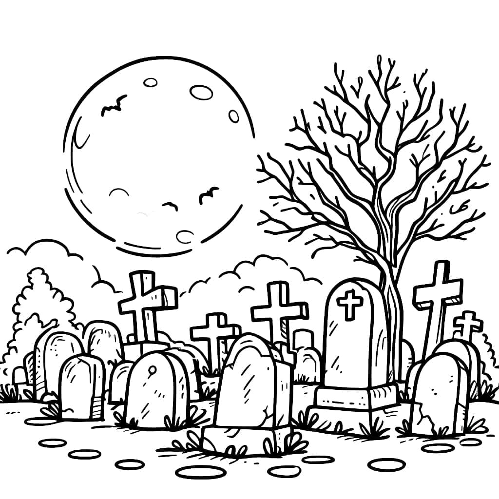 Coloriage gratuit Cimetière #204226 de la collection Bâtiments et Architecture à imprimer