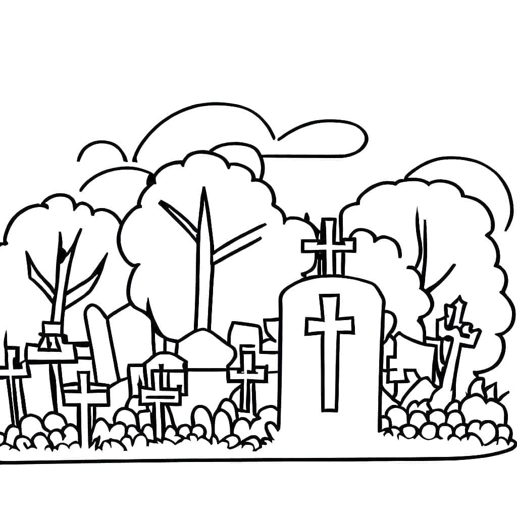 Coloriage gratuit Cimetière #204237 de la collection Bâtiments et Architecture à imprimer