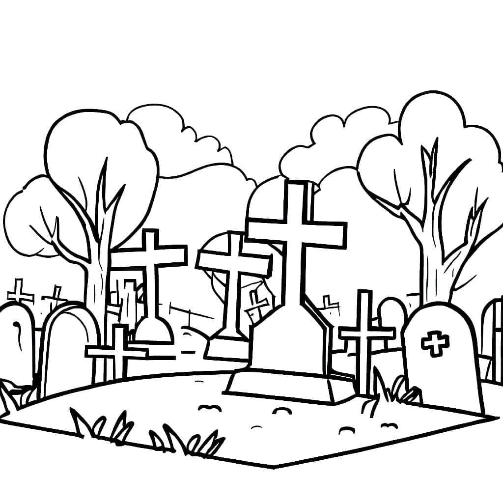 Coloriage gratuit Cimetière #204241 de la collection Bâtiments et Architecture à imprimer