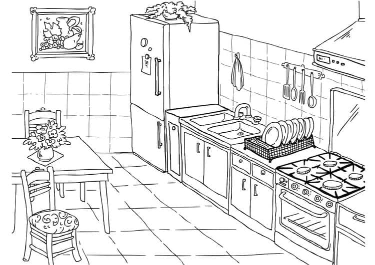Coloriage imprimable Cuisine #211563 de la collection Bâtiments et Architecture à colorier aux crayons Coloriage imprimable Cuisine #211563 de la collection Bâtiments et Architecture à colorier aux crayons