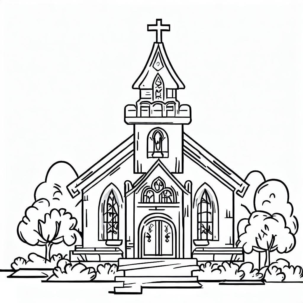 Page de coloriage Église #189022, collection Bâtiments et Architecture, à imprimer et colorier