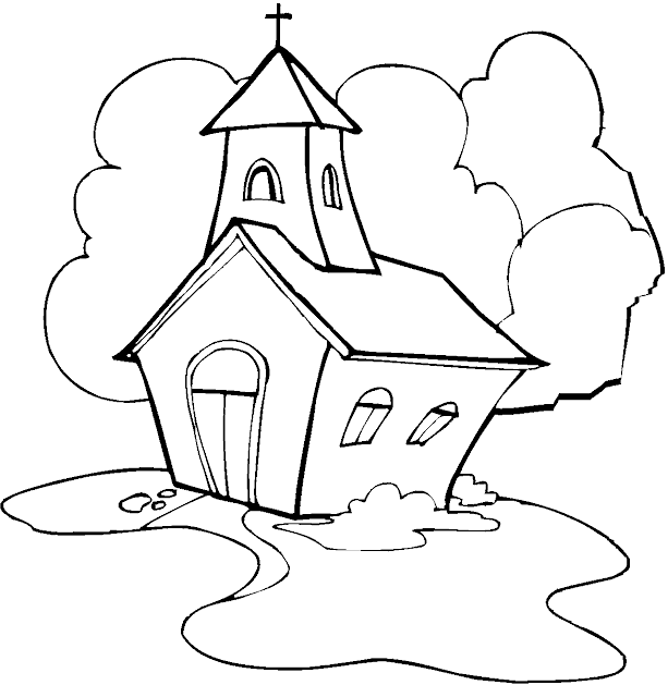 Dessin à colorier: Église (Bâtiments et Architecture) #64177 - Coloriages à Imprimer Gratuits