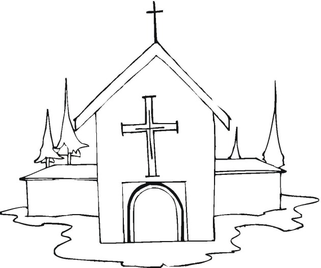 Dessin à colorier: Église (Bâtiments et Architecture) #64179 - Coloriages à Imprimer Gratuits