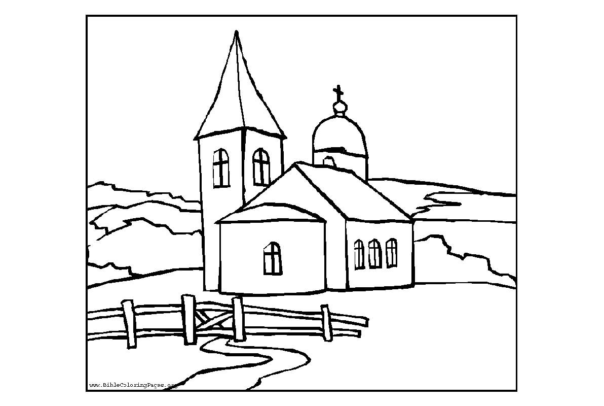 Dessin à colorier: Église (Bâtiments et Architecture) #64190 - Coloriages à Imprimer Gratuits