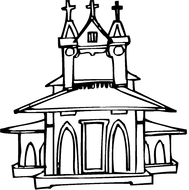 Dessin à colorier: Église (Bâtiments et Architecture) #64232 - Coloriages à Imprimer Gratuits