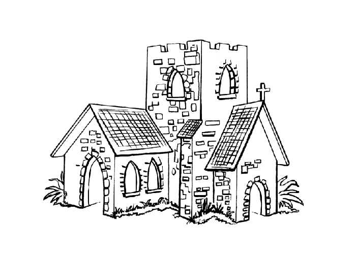 Dessin à colorier: Église (Bâtiments et Architecture) #64308 - Coloriages à Imprimer Gratuits