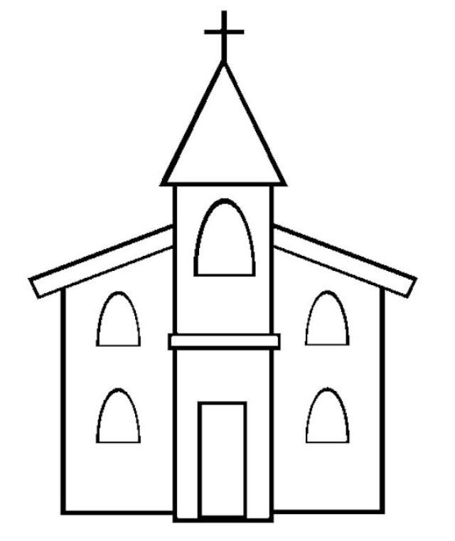 Dessin à colorier: Église (Bâtiments et Architecture) #64314 - Coloriages à Imprimer Gratuits