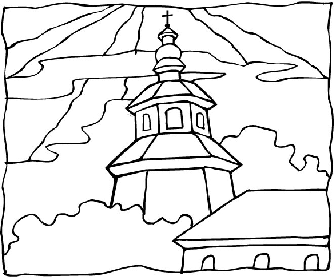 Dessin à colorier: Église (Bâtiments et Architecture) #64335 - Coloriages à Imprimer Gratuits
