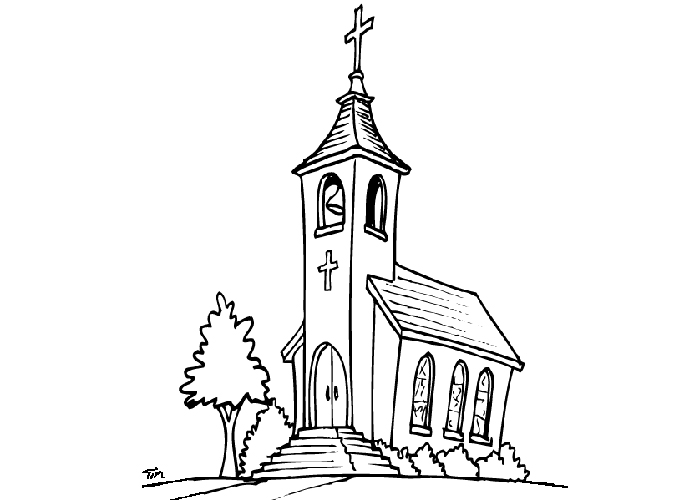 Dessin à colorier: Église (Bâtiments et Architecture) #64345 - Coloriages à Imprimer Gratuits