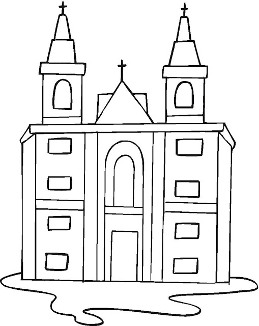 Dessin à colorier: Église (Bâtiments et Architecture) #64351 - Coloriages à Imprimer Gratuits