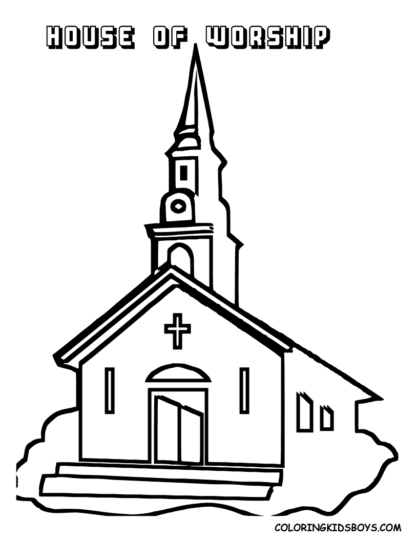 Dessin à colorier: Église (Bâtiments et Architecture) #64353 - Coloriages à Imprimer Gratuits