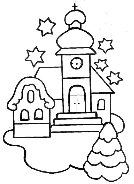 Dessin à colorier: Église (Bâtiments et Architecture) #64371 - Coloriages à Imprimer Gratuits