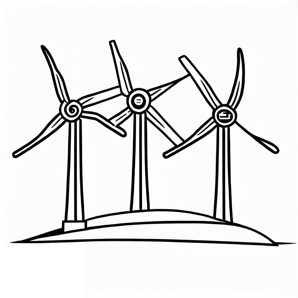 Illustration au trait Éolienne #187643 de la collection Bâtiments et Architecture à colorier gratuitement