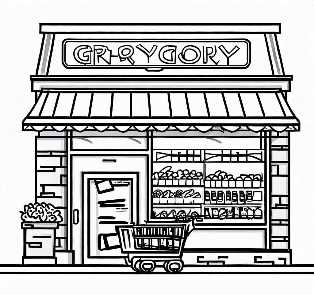 Coloriage gratuit Épicerie #192112 de la collection Bâtiments et Architecture à imprimer