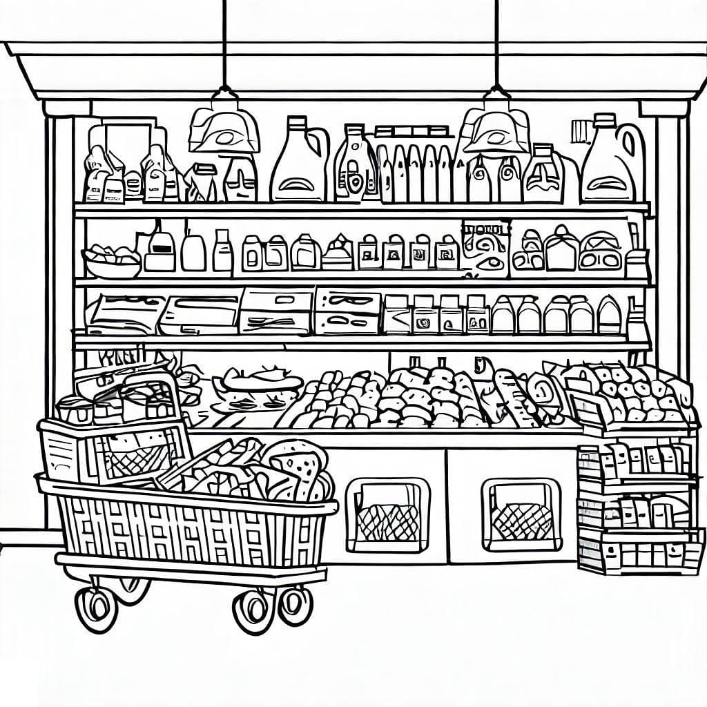 Dessin à colorier: Épicerie (Bâtiments et Architecture) #192120 - Coloriages à Imprimer Gratuits