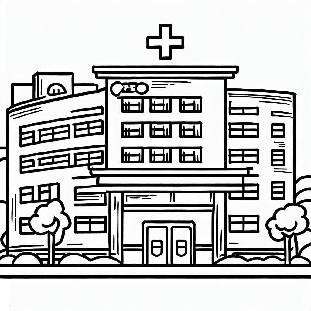 Dessin à colorier Hôpital #190197 issu de la collection Bâtiments et Architecture, prêt à imprimer