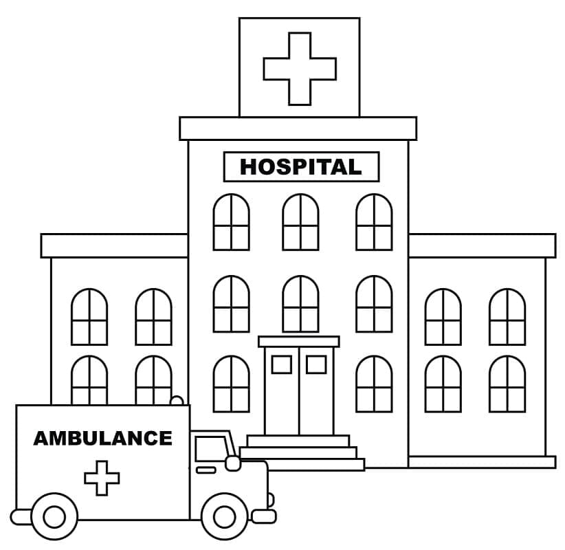 Coloriage gratuit Hôpital #190203 de la collection Bâtiments et Architecture à imprimer