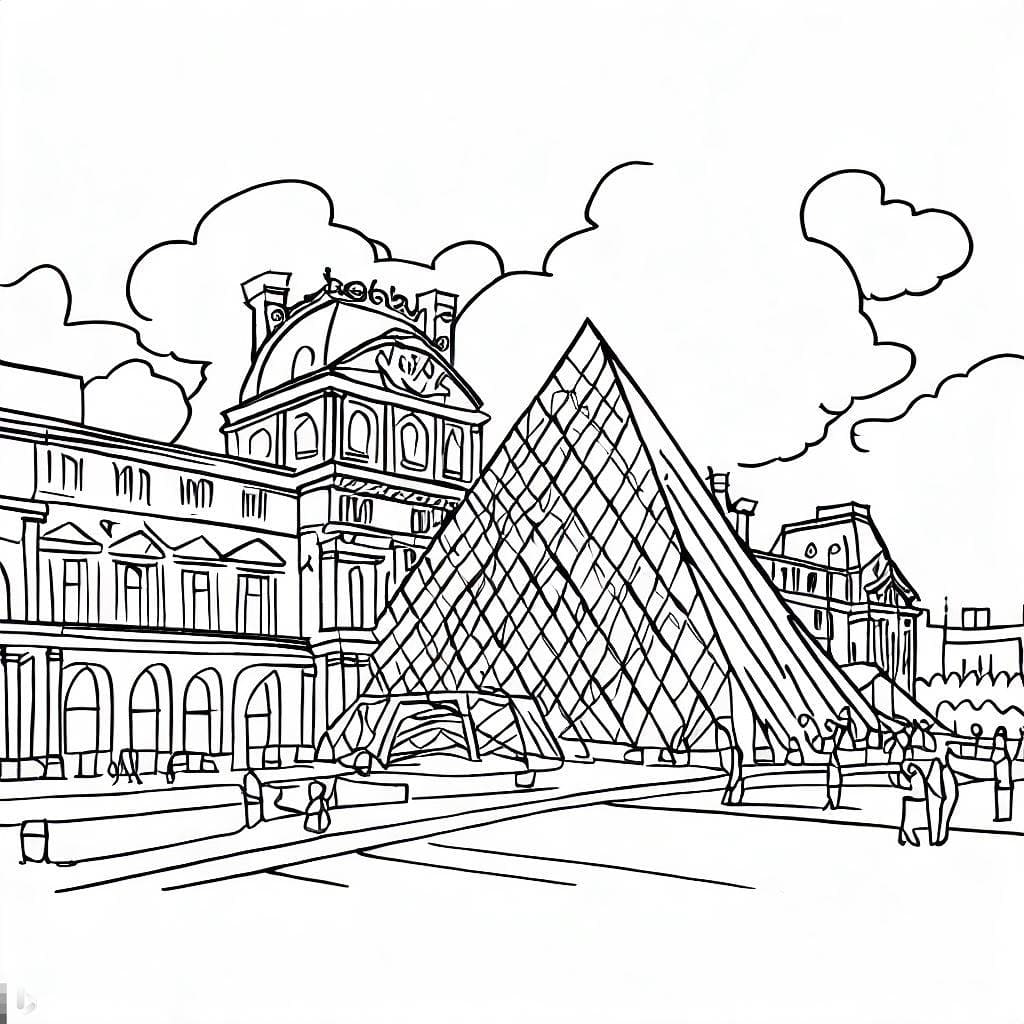Dessin à colorier: Le Louvre (Bâtiments et Architecture) #185417 - Coloriages à Imprimer Gratuits